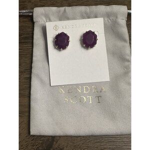 Kendra Scott Purple Jade Morgan Stud Earrings Gold Retired Style Heptagon